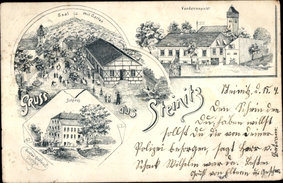 Litho Steinitz Šćeńc Domsdorf Drebkau in der Niederlausitz, Schloss, Saal