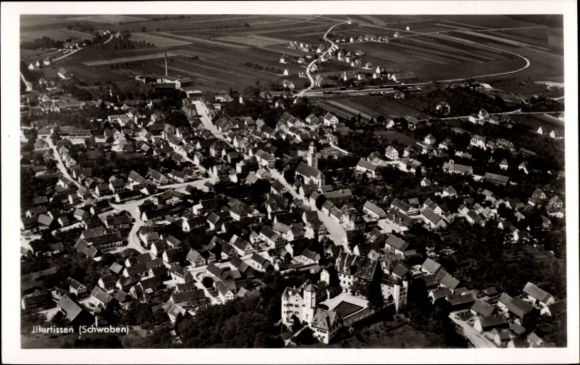 Postcard Illertissen in Swabia, aerial photograph