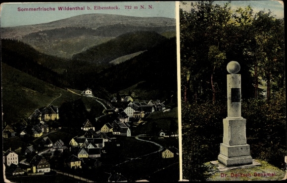 PC Wildenthal Eibenstock in the Erzgebirge, Dr. Delitsch monument, total view
