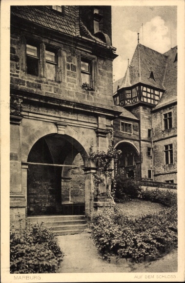 PC Marburg an der Lahn, Castle, Architecture, Prof. G. Kohl, Copperplate Print