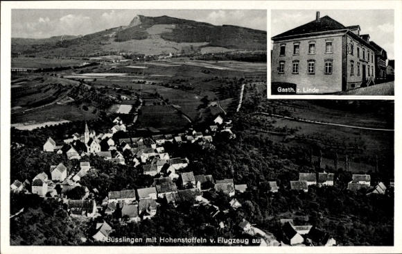Postcard Büßlingen Tengen in Bade, aerial photographs, Gasthaus zur Linde