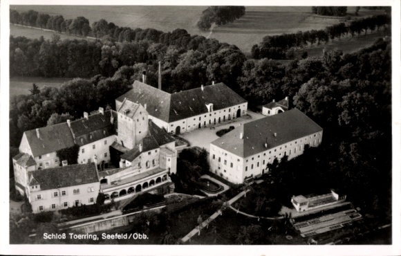Postcard Seefeld in Upper Bavaria, aerial photograph
