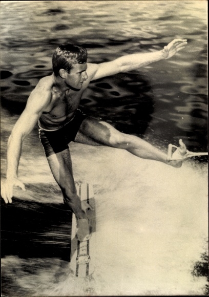 Postcard Cypress garden, water ski artist in pose