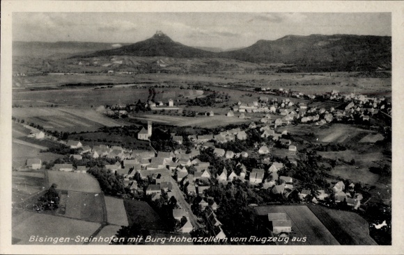 Ak Steinhofen Bisingen im Zollernalbkreis, Burg Hohenzollern, Fliegeraufnahme