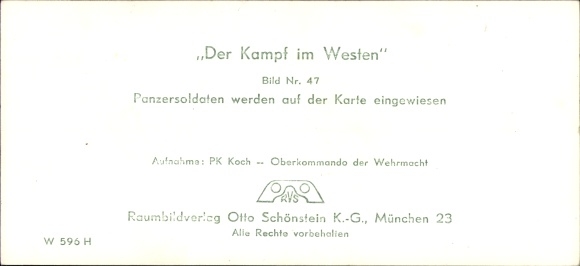 Stereo spatial image photo &quot;The Battle in the West&quot;, No. 47 tank soldiers are instructed on a map
