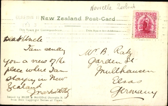 Postcard Dunedin New Zealand, New Railway Station