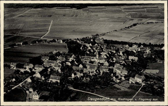Postcard Daugendorf Riedlingen on the Swabian Alb, aerial view of landscape and buildings