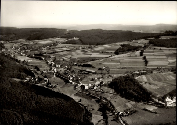 Postcard Falken Gesäß Oberzent in the Odenwald, aerial photograph