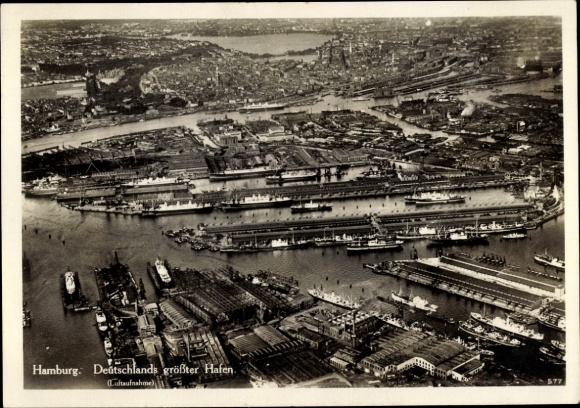 Ak Hamburg, Hafen, Fliegeraufnahme