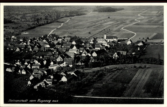 Postcard Steinenstadt Neuenburg am Rhein Baden, aerial view of residential buildings, rural surroundings