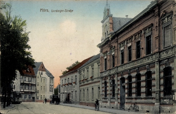 Postcard Moers am Niederrhein, Post Office, Uerdinger-Straße