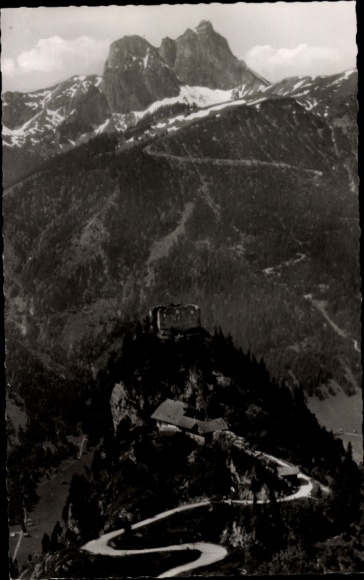 Postcard Pfronten in Allgäu Bavaria, Falkenstein Castle, aerial photograph