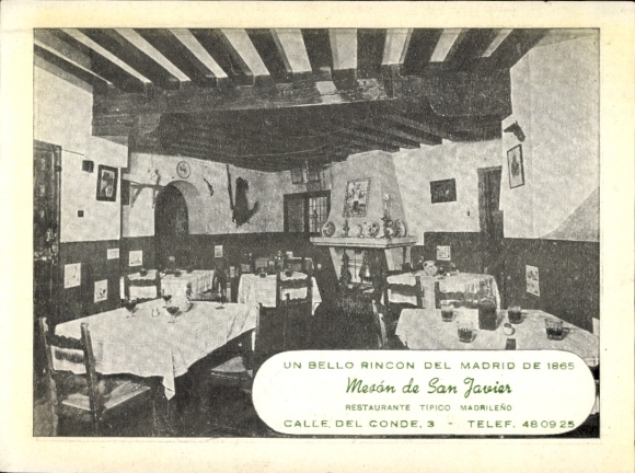Postcard San Javier Murcia city Spain, view into the cafe, street map on the back