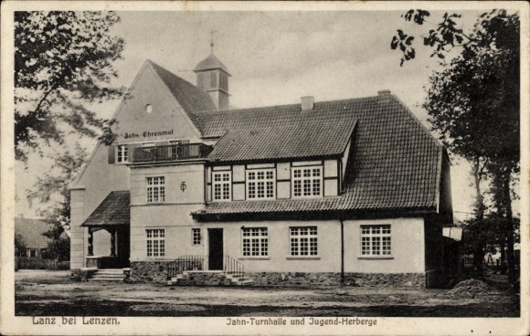 Postcard Lanz near Lenzen, Jahn-Gymnasium and youth hostel