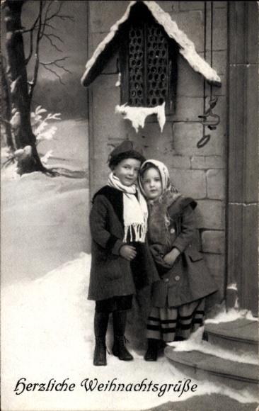 Postcard Congratulations Christmas, children, house