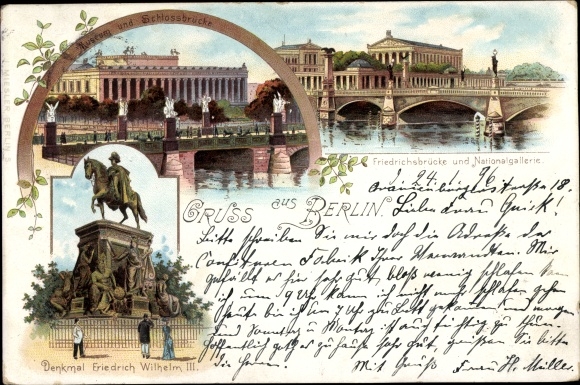 lito Berlin Mitte, Pomnik Fryderyka Wilhelma III, Muzeum, Schlossbrücke, Galeria Narodowa