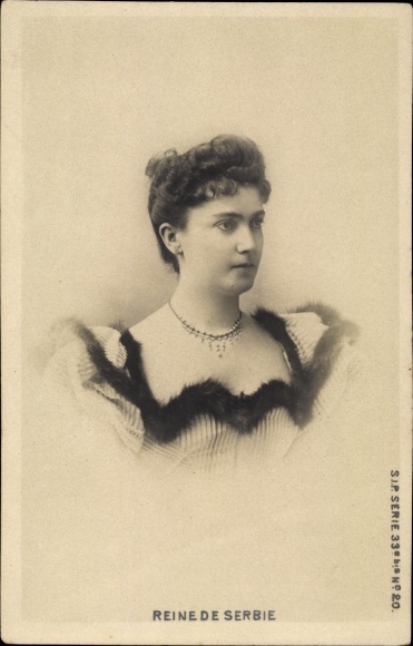 Postcard Serbien, queen Draga Mašin, portrait