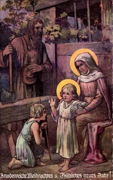 Postcard Merry Christmas, New Year, Baby Jesus