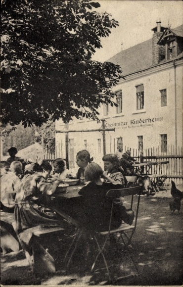 Postcard Dönschten Dippoldiswalde Osterzgebirge, Chemnitz Children's Home, Lunch