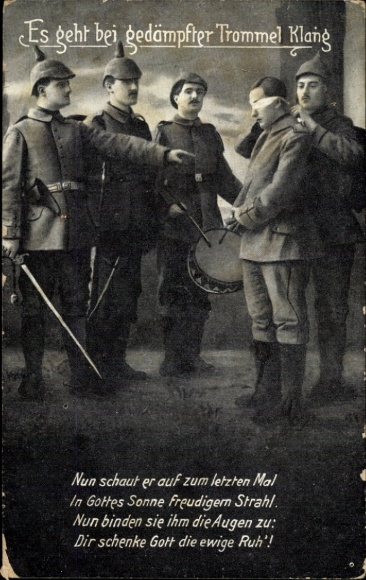Postcard It goes with muffled drum sound, French soldier before execution, I WK