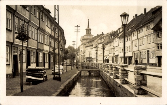 Postcard Schmalkalden, view over Weidebrunner Gate, bridge