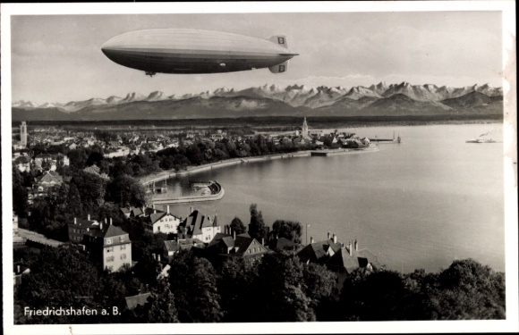 Ansichtkaart Friedrichshafen aan het Bodenmeer, algemeen uitzicht, Zeppelin