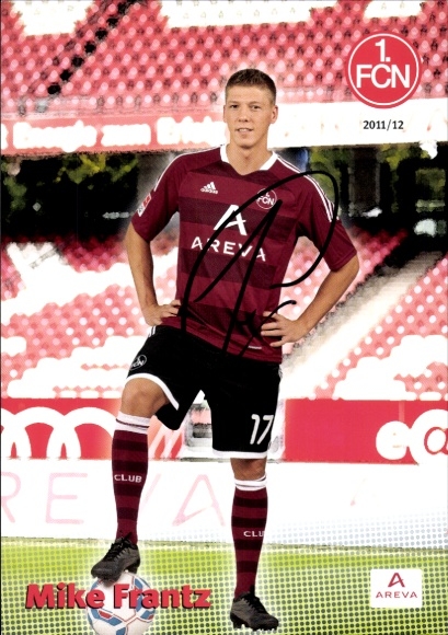 Autograph card footballer Mike Frantz, 1. FC Nuremberg, autograph
