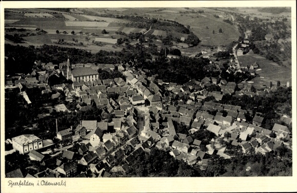 Postcard Beerfelden Oberzent in the Odenwald, aerial photograph