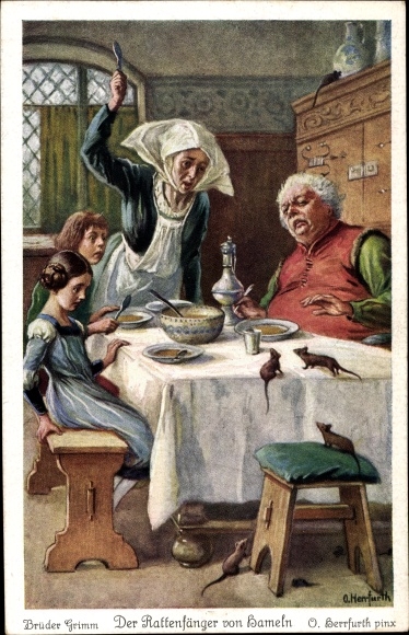 Künstler Ak Herrfurth, Oskar, Der Rattenfänger von Hameln, Märchen, Gebrüder Grimm