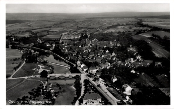 Postcard Oedheim in Baden Württemberg, aerial photograph