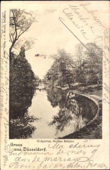 Ak Düsseldorf am Rhein, Hofgarten, Goldene Brücke