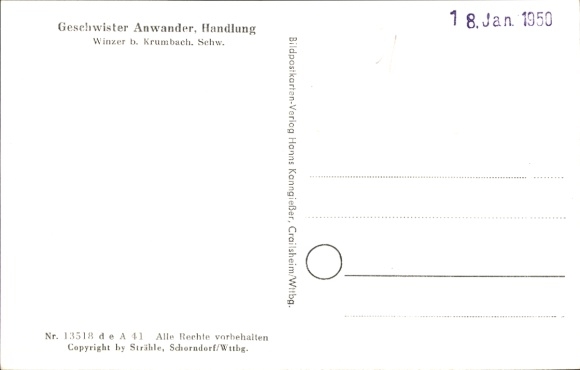 Postcard Winzer Aletshausen near Krumbach Swabia, aerial photograph