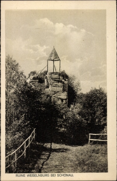 Picture Schönau in der Pfalz, Wegelnburg ruins, landscape, clouds, trees