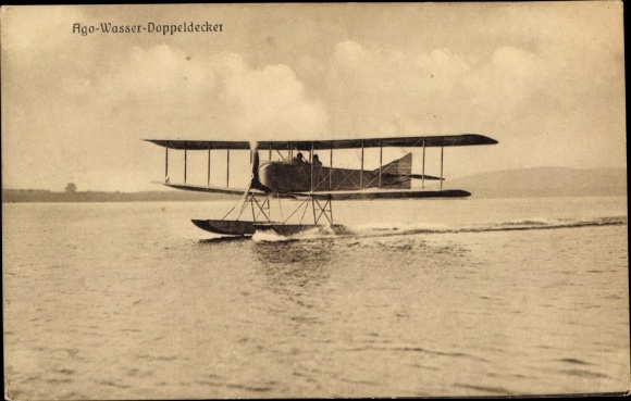 Postcard Ago water biplane