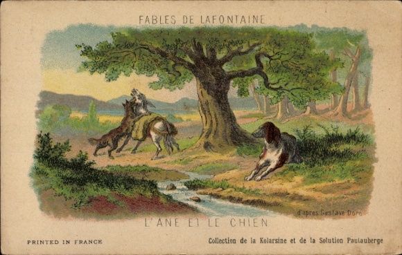 Chromo-Litho Fables de La Fontaine, l'âne et le chien