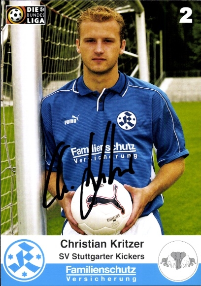 Karta autografu piłkarza Christiana Kritzera, SV Stuttgarter Kickers, autograf