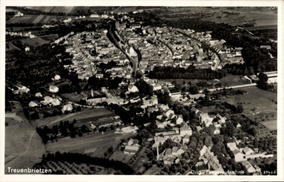 Postcard Treuenbrietzen, aerial photograph
