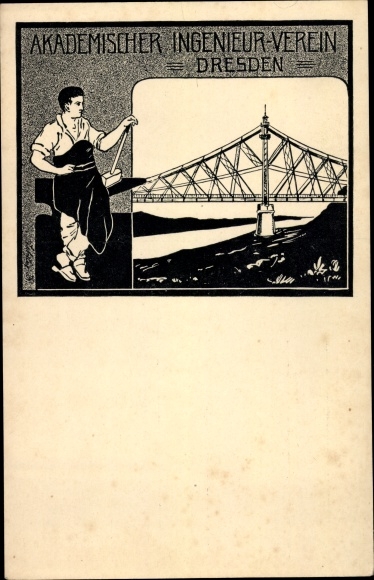 Postcard Academic Engineer Association Dresden
