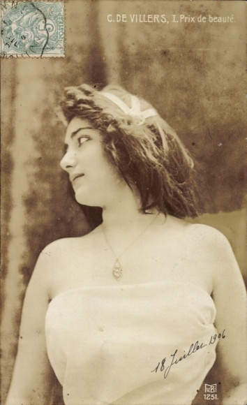 Postcard Varieté artist, portrait, C. de Villers, I. Prix de beauté