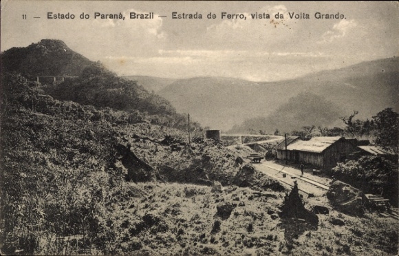 Postcard Castro Paraná Brazil, Estrada de Ferro, vista de Volta Grando