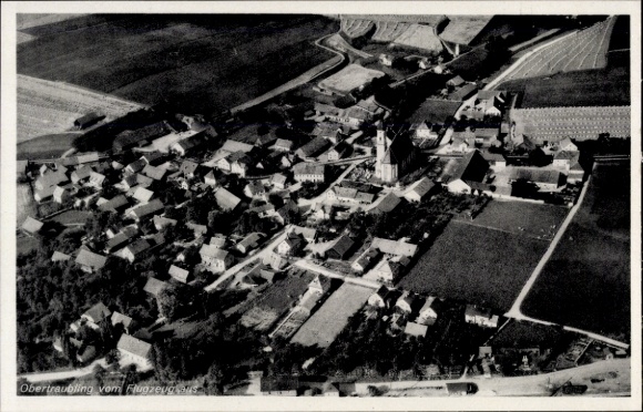Postcard Obertraubling in the Upper Palatinate, aerial photograph