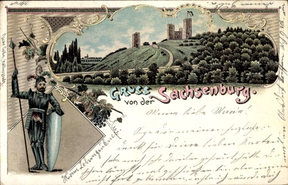 Litho Sachsenburg im Kyffhäuserkreis Thüringen, Sachsenburg, Ritter