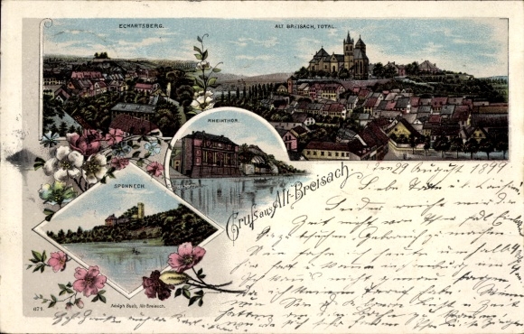 Chromo-Litho Breisach am Oberrhein, general view, Eckartsberg