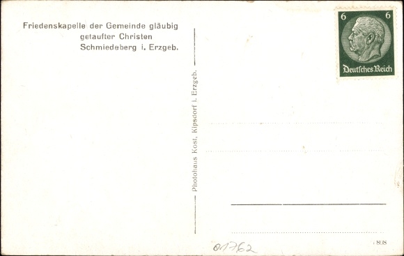 Postcard Schmiedeberg Dippoldiswalde in the Ore Mountains, Chapel of Peace