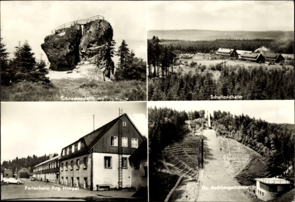 Postcard Schneckenstein Tannenbergsthal Vogtland, holiday home Fritz Himpel, school camp, Aschbergschane