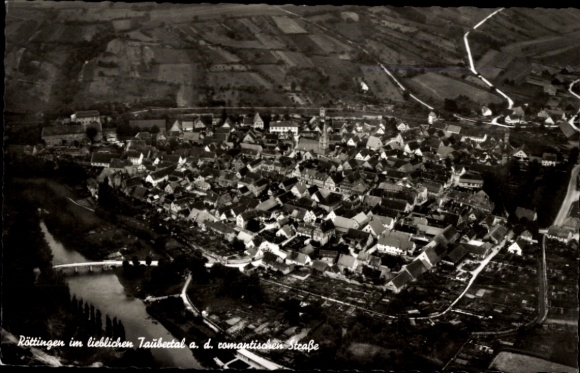 Postcard Röttingen an der Tauber Lower Franconia, aerial photograph
