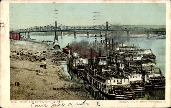 Ak Cincinnati Ohio USA, langs de dijk