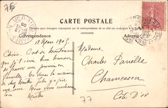 Ansichtkaart Montereau Seine et Marne, Postkantoor, Grande Rue