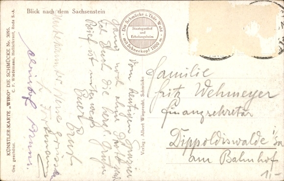 Artist Postcard Gehlberg, Schmücke in the Thuringian Forest, Sachsenstein, Wiro, cows grazing