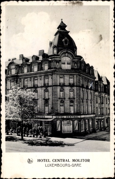 Postcard Luxembourg Luxembourg, train station and hotel